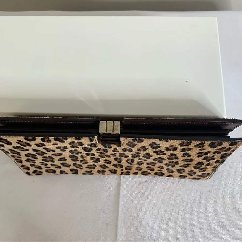 Lambertson Truex Ponyhair Leopard Print Clutch
